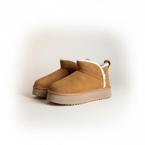 Koolaburra Brown Ankle Boots with Cream Accents